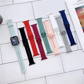 Саржевый силиконовый ремешок Совместим с Apple Watch серии Se 44 мм 49 ММ 45 Мм 38 ММ Аксессуары для часов iWatch 3 4 5 6 7 8 ultra