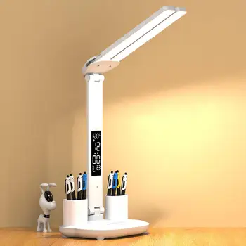 Светодиодная настольная лампа USB подсветка с часами Датой Температурой Ночник Лампа для чтения Настольная лампа для спальни офиса общежития