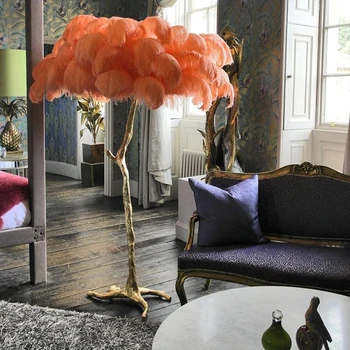 Скандинавские роскошные торшеры из перьев для гостиной, креативный напольный светильник, Офисный декоративный торшер, домашний декор для спальни в помещении