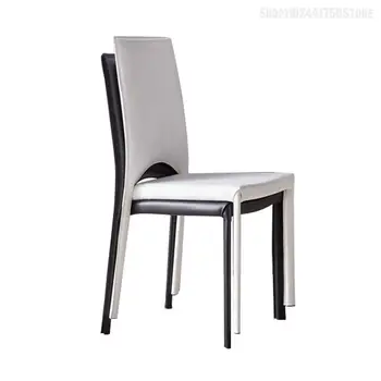 Скандинавский Простой современный стул со спинкой, Домашний обеденный стул, Штабелируемый Офисный стул, черно-белый стул, стул для ресторана, отеля