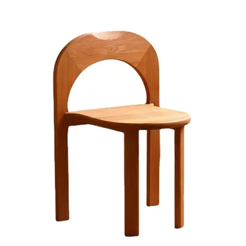 Скандинавский Современный стул со спинкой, Бревенчатый стул, Повседневный стул, Стул для семейной столовой, Японский обеденный стул из массива дерева Ваби Саби