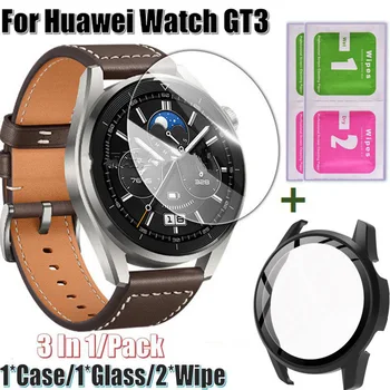 Смарт-браслет Рамка для часов Безель Для Huawei Watch GT3 42/46 мм ремешок Стеклянная пленка Защитные Пленки Экран для huawei GT 3 Чехол
