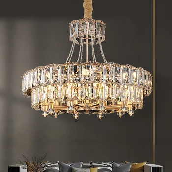 Современная хрустальная люстра для гостиной роскошное декоративное освещение виллы 110-220 В