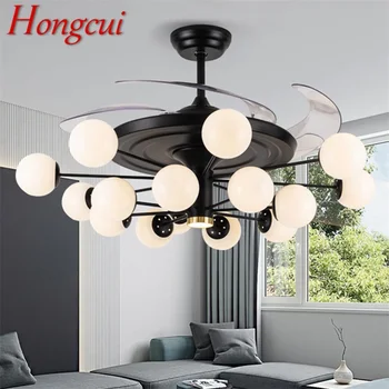 Современные потолочные вентиляторы Hongcui, большие 52-дюймовые лампы с дистанционным управлением без лезвия для домашней столовой