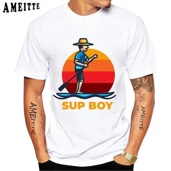 Спортивные футболки SUP BOY, новые мужские футболки с коротким рукавом для SUP Stand Up Paddle Boarding, повседневные топы, летние мужские белые футболки