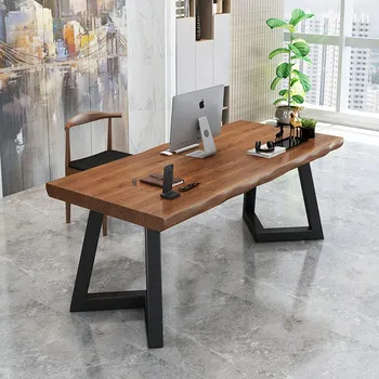 Стол из массива дерева в американском стиле, простой небольшой стол для совещаний в студии, компьютерный стол для персонала компании