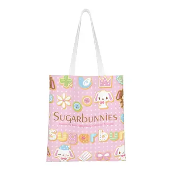 Сумка-тоут с милым принтом Sugarbunnies, прочная холщовая сумка-шоппер из японского аниме с героями мультфильмов
