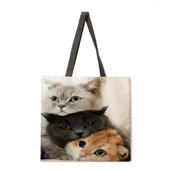 Сумочка с принтом игривого кота, женская повседневная сумочка, женская сумка через плечо, Складная хозяйственная сумка, Пляжная сумка, сумочка