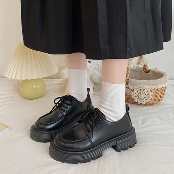 Униформа колледжа Обувь Женская Маленькая Кожаная Обувь Британская Девушка Японская Черная Ретро Обувь Мэри Джейн Женская Обувь на платформе в стиле Лолиты