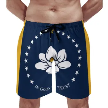 Флаг Миссисипи Аниме BeachHot Распродажа Регулируемый Шнурок Дышащие Быстросохнущие Мужские Пляжные шорты Свободные Эластичные Мужские Шорты