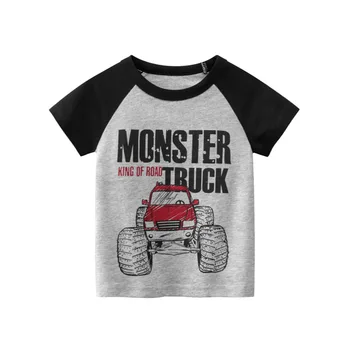 Футболка для мальчиков 27Kids, новый дизайн грузовика, хлопковые топы для малышей, летняя одежда, модная футболка для малышей, милая детская игровая одежда