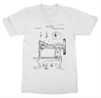 Футболка с патентом на швейную машину с круглым вырезом и коротким рукавом 2019 года с рисунком Singer DIY Invent Новая футболка торговой марки Advance