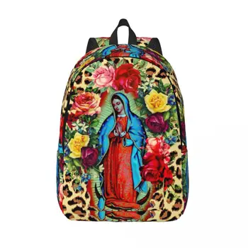 Холщовые рюкзаки Guadalupe Virgin Mary с цветочным принтом, Большой эстетичный рюкзак, сумки для начальной школы