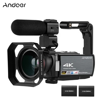 Цифровая видеокамера Andoer 4K WiFi Camcorder DV Recorder 30MP 16-кратный цифровой зум с батарейками Широкоугольный объектив Микрофон