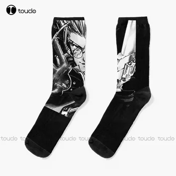 Черно-белые носки Vash Trigun Классные Носки для мужчин Рождественский подарок На Заказ Унисекс Для взрослых, подростков, молодежи, женщин, мужчин, Забавные носки