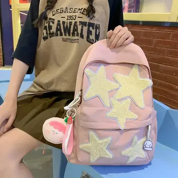 Школьный рюкзак с милым рисунком звезды, Кавайная женская нейлоновая сумка через плечо, рюкзаки для девочек-подростков, Модная женская дорожная сумка, Новинка 2023 года