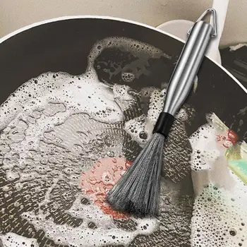 Щетка-скребок Многофункциональная простая в использовании щетка для мытья посуды на чугунных сковородах