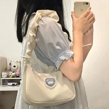 Японская модная милая сумка через плечо kawaii love 90-х, женская сумка-тоут большой емкости y2k Harajuka, повседневная милая винтажная женская сумка