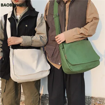Японская холщовая женская сумка через плечо из хлопчатобумажной ткани большой емкости, одинарные сумки-мессенджеры унисекс, сумка через плечо, женские сумки-мессенджеры